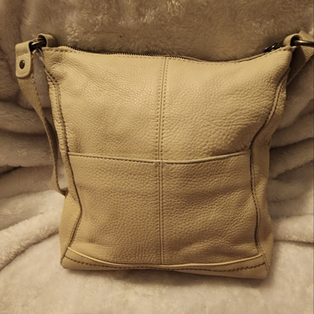 Medium Size Leather Crossbody Handbag in Cream Color by The Sak